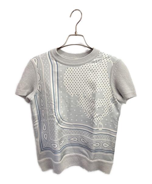 HERMES（エルメス）HERMES (エルメス) ツイルレーヌ半袖ニット スカイブルー サイズ:34の古着・服飾アイテム