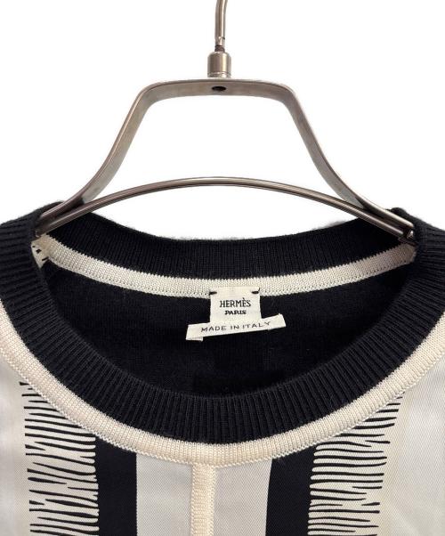 HERMES（エルメス）HERMES (エルメス) Poste et Cavalerie ツイルレーヌ ブラック×ホワイト サイズ:34の古着・服飾アイテム