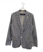 COMME des GARCONS HOMMEコムデギャルソン オム）の古着「ヒッコリーストライプテーラードジャケット」｜ホワイト×ネイビー
