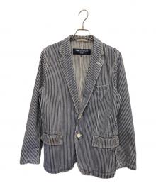COMME des GARCONS HOMME（コムデギャルソン オム）の古着「ヒッコリーストライプテーラードジャケット」｜ホワイト×ネイビー