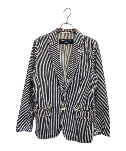 COMME des GARCONS HOMME（コムデギャルソン オム）COMME des GARCONS HOMME (コムデギャルソン オム) ヒッコリーストライプテーラードジャケット ホワイト×ネイビー サイズ:SSの古着・服飾アイテム