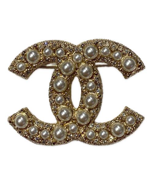 CHANEL（シャネル）CHANEL (シャネル) ココマーク ラインストーンブローチ ゴールドの古着・服飾アイテム