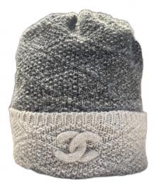 CHANEL（シャネル）の古着「ココマーク カシミヤニットキャップ」｜ブラック×グレー