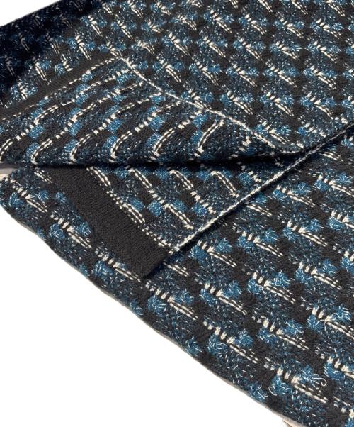 CHANEL（シャネル）CHANEL (シャネル) ココマークラメ カシミヤロングストール ブルー×ブラック サイズ:186.0cm×31.0cmの古着・服飾アイテム