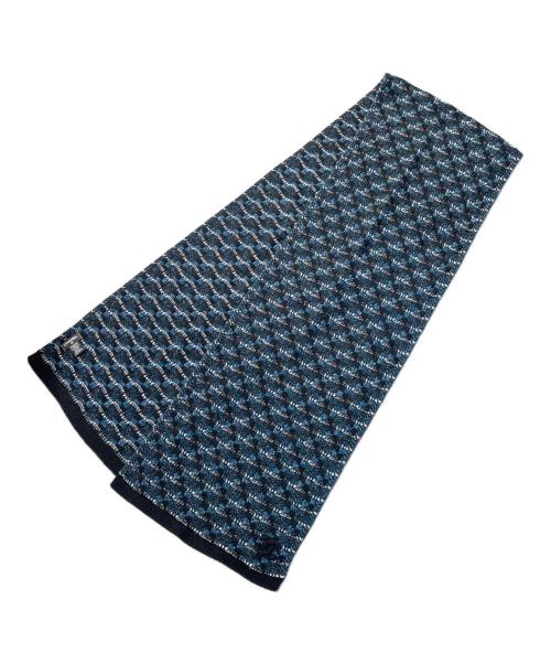 CHANEL（シャネル）CHANEL (シャネル) ココマークラメ カシミヤロングストール ブルー×ブラック サイズ:186.0cm×31.0cmの古着・服飾アイテム