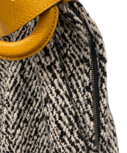 PRADA（プラダ）PRADA (プラダ) ベルトドッキングヘリンボーンパンツ ホワイト×ブラック サイズ:48の古着・服飾アイテム