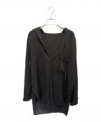 Y'sワイズ）の古着「CELLULOSE LAWN HOODED BLOUSE」｜ブラック