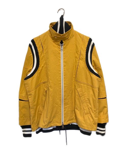 sacai（サカイ）sacai (サカイ) Cotton Oxford Blouson レイヤードジャケット イエロー サイズ:3の古着・服飾アイテム