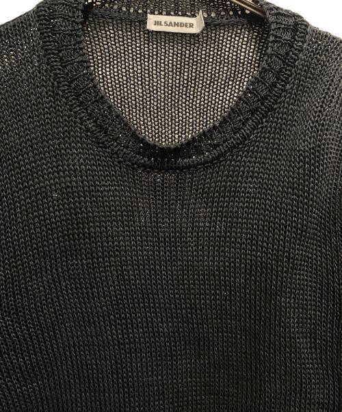 JIL SANDER（ジルサンダー）JIL SANDER (ジルサンダー) リネンローゲージニットプルオーバー ブラック サイズ:52の古着・服飾アイテム