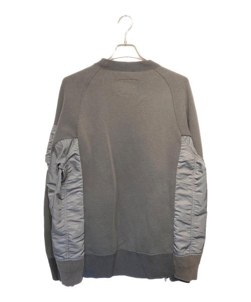 sacai（サカイ）sacai (サカイ) スポンジ スウェット ブルゾン ドッキング トレーナー グレー サイズ:4の古着・服飾アイテム