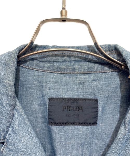 PRADA（プラダ）PRADA (プラダ) トライアングルロゴプレート デニム ショートスリーブシャツ インディゴ サイズ:Mの古着・服飾アイテム
