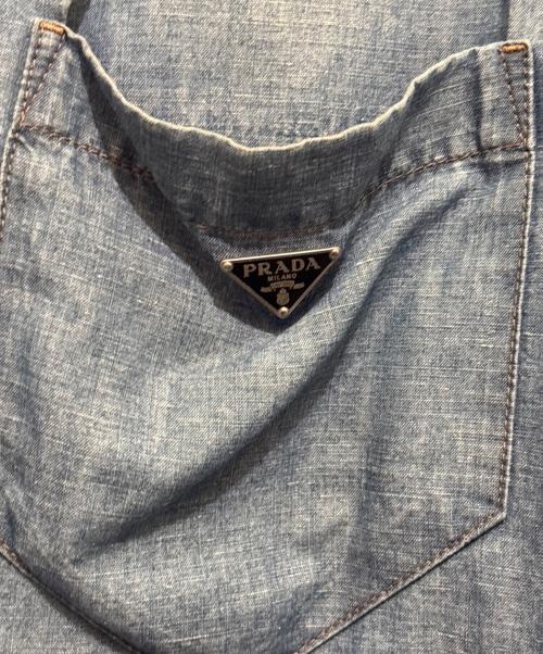 PRADA（プラダ）PRADA (プラダ) トライアングルロゴプレート デニム ショートスリーブシャツ インディゴ サイズ:Mの古着・服飾アイテム