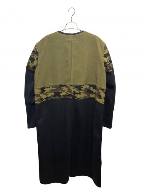 COMME des GARCONS SHIRT（コムデギャルソンシャツ）COMME des GARCONS SHIRT (コムデギャルソンシャツ) カモ柄切替ウールロングコート グリーン×ネイビー サイズ:Ｓの古着・服飾アイテム