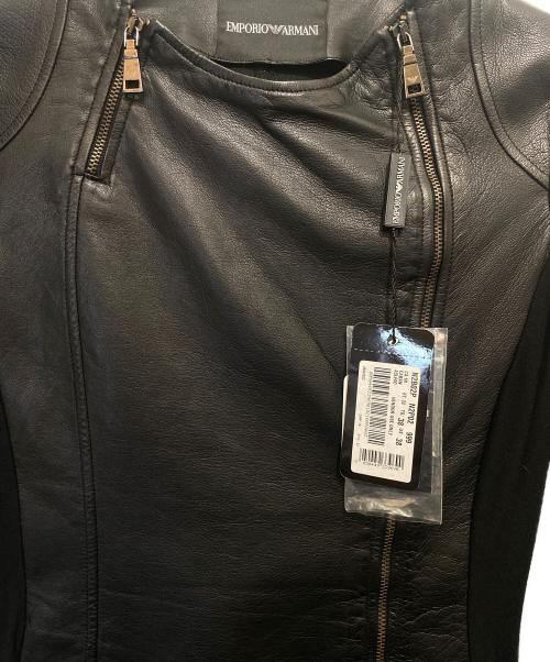 EMPORIO ARMANI（エンポリオ アルマーニ）EMPORIO ARMANI (エンポリオ アルマーニ) レザージャケット ブラック サイズ:38の古着・服飾アイテム