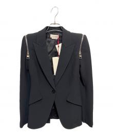 ALEXANDER McQUEEN（アレキサンダーマックイーン）の古着「シルバージップディティールテーラードジャケット」｜ネイビー