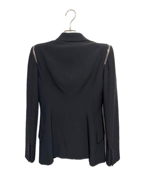ALEXANDER McQUEEN（アレキサンダーマックイーン）ALEXANDER McQUEEN (アレキサンダーマックイーン) シルバージップディティールテーラードジャケット ネイビー サイズ:36 未使用品の古着・服飾アイテム