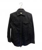 Saint Laurent Parisサンローランパリ）の古着「Russian Embroidery Denim Shirt/ロシアン エンブロイダリー デニムシャツ」｜ブラック
