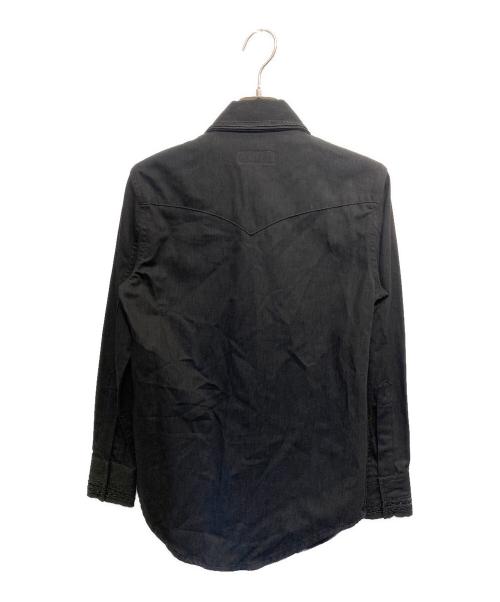 Saint Laurent Paris（サンローランパリ）Saint Laurent Paris (サンローランパリ) Russian Embroidery Denim Shirt/ロシアン エンブロイダリー デニムシャツ ブラック サイズ:XSの古着・服飾アイテム