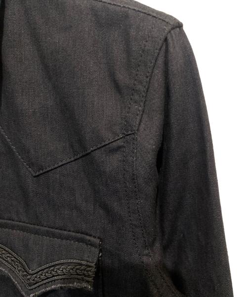 Saint Laurent Paris（サンローランパリ）Saint Laurent Paris (サンローランパリ) Russian Embroidery Denim Shirt/ロシアン エンブロイダリー デニムシャツ ブラック サイズ:XSの古着・服飾アイテム