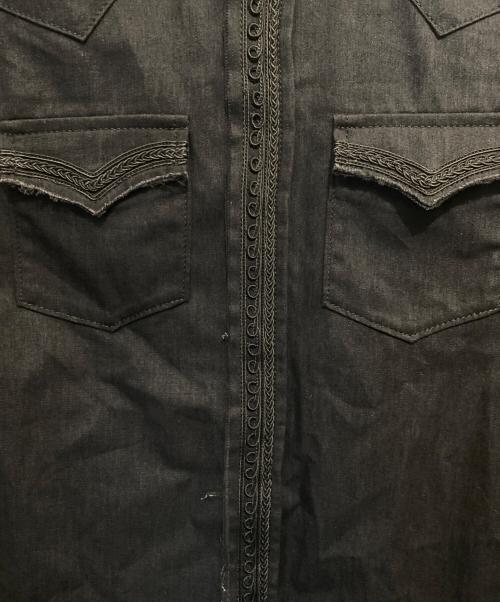 Saint Laurent Paris（サンローランパリ）Saint Laurent Paris (サンローランパリ) Russian Embroidery Denim Shirt/ロシアン エンブロイダリー デニムシャツ ブラック サイズ:XSの古着・服飾アイテム