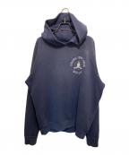 PRADAプラダ）の古着「カレッジロゴ風 ヴィンテージ加工 コットンフリース フーディー」｜ネイビー