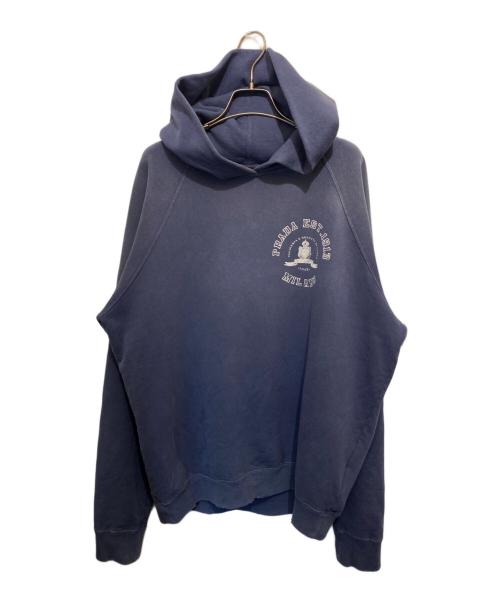 PRADA（プラダ）PRADA (プラダ) カレッジロゴ風 ヴィンテージ加工 コットンフリース フーディー ネイビー サイズ:XLの古着・服飾アイテム