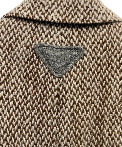 PRADA（プラダ）PRADA (プラダ) トライアングル ロゴ刺繍 ウール ロングコート アイボリー サイズ:48Rの古着・服飾アイテム
