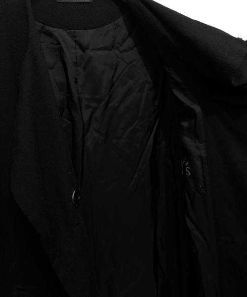 Y's（ワイズ）Y's (ワイズ) ノーカラーラップコート ブラック サイズ:1の古着・服飾アイテム