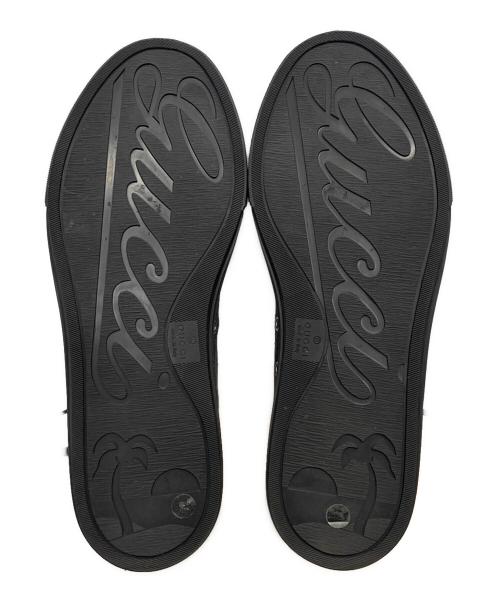 GUCCI（グッチ）GUCCI (グッチ) GGキャンバス レザー レースアップ ハイカットスニーカー ブラック×ネイビー サイズ:8 1/2の古着・服飾アイテム