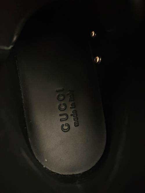 GUCCI（グッチ）GUCCI (グッチ) GGキャンバス レザー レースアップ ハイカットスニーカー ブラック×ネイビー サイズ:8 1/2の古着・服飾アイテム