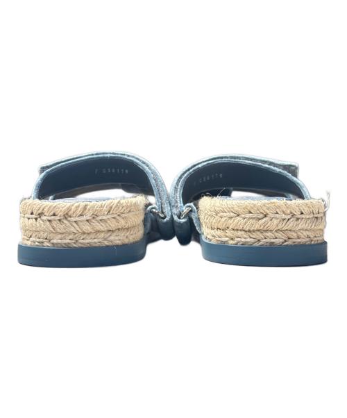 CHANEL（シャネル）CHANEL (シャネル) ココマーク エスパドリーユ・フラットスライドサンダル ブルー×ベージュ サイズ:37Cの古着・服飾アイテム