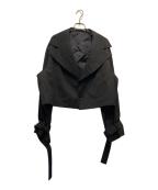 Y'sワイズ）の古着「WOOL GABARDINE WIDE COLLAR JACKET」｜グレー