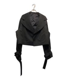 Y's（ワイズ）の古着「WOOL GABARDINE WIDE COLLAR JACKET」｜グレー