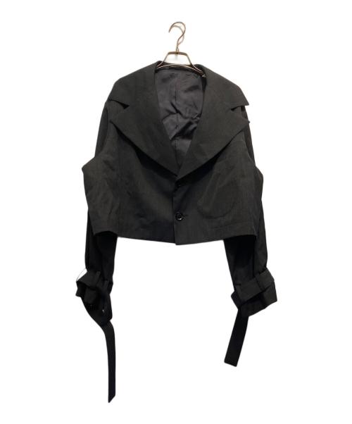 Y's（ワイズ）Y's (ワイズ) WOOL GABARDINE WIDE COLLAR JACKET グレー サイズ:2の古着・服飾アイテム