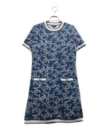 CHANEL（シャネル）の古着「CHANEL COCO Mark Dress P60683K46389 cotton Navy White/ココ カメリア ニットワンピース」｜ブルー×ホワイト