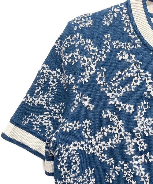 CHANEL（シャネル）CHANEL (シャネル) CHANEL COCO Mark Dress P60683K46389 cotton Navy White/ココ カメリア ニットワンピース ブルー×ホワイト サイズ:36の古着・服飾アイテム