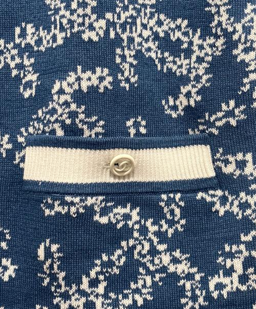 CHANEL（シャネル）CHANEL (シャネル) CHANEL COCO Mark Dress P60683K46389 cotton Navy White/ココ カメリア ニットワンピース ブルー×ホワイト サイズ:36の古着・服飾アイテム
