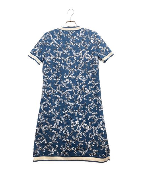 CHANEL（シャネル）CHANEL (シャネル) CHANEL COCO Mark Dress P60683K46389 cotton Navy White/ココ カメリア ニットワンピース ブルー×ホワイト サイズ:36の古着・服飾アイテム
