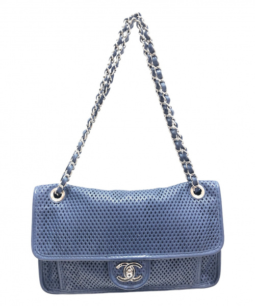CHANEL（シャネル）CHANEL (シャネル) メッシュチェーンショルダーバッグ ブルー サイズ:29の古着・服飾アイテム