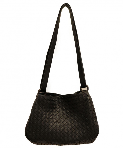 BOTTEGA VENETA（ボッテガベネタ）BOTTEGA VENETA (ボッテガベネタ) ロングストラップハンドバッグ ブラック イントレチャートの古着・服飾アイテム