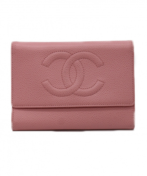 CHANEL（シャネル）CHANEL (シャネル) 3つ折り財布 ピンク キャビア 9875911の古着・服飾アイテム