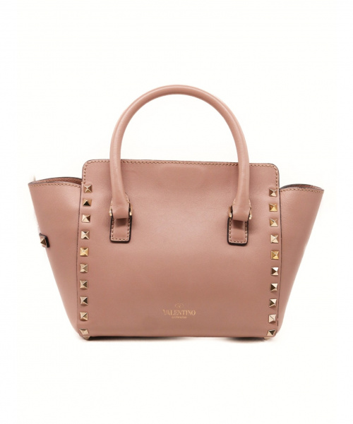 VALENTINO（ヴァレンティノ）VALENTINO (ヴァレンティノ) ロックスタッズ2WAYバッグ ピンクベージュの古着・服飾アイテム