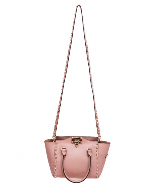 VALENTINO（ヴァレンティノ）VALENTINO (ヴァレンティノ) ロックスタッズ2WAYバッグ ピンクベージュの古着・服飾アイテム