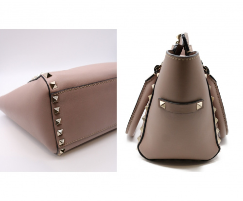 VALENTINO（ヴァレンティノ）VALENTINO (ヴァレンティノ) ロックスタッズ2WAYバッグ ピンクベージュの古着・服飾アイテム