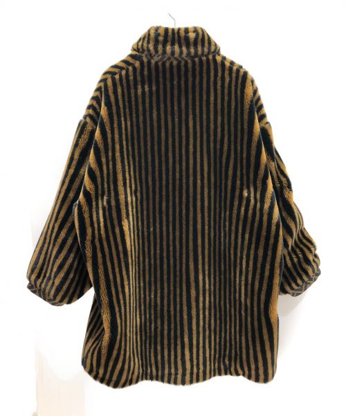 FENDI（フェンディ）FENDI (フェンディ) ズッカストライプフェイクファーコート ブラック サイズ:44の古着・服飾アイテム