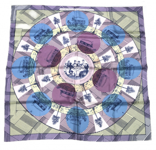 HERMES（エルメス）HERMES (エルメス) カレ90 ラベンダー×イエロー サイズ:90 未使用品 jeu des omnibusの古着・服飾アイテム