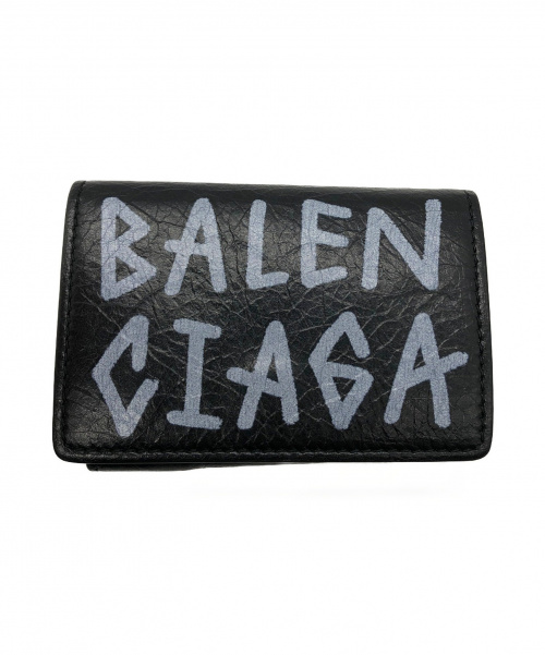 BALENCIAGA（バレンシアガ）BALENCIAGA (バレンシアガ) ミニ財布/コンパクトウォレット ブラック×ホワイトの古着・服飾アイテム