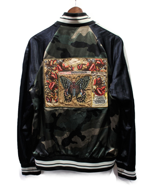 VALENTINO（ヴァレンティノ）VALENTINO (ヴァレンティノ) カモ柄スーベニアジャケット ブラック×グリーン サイズ:46の古着・服飾アイテム