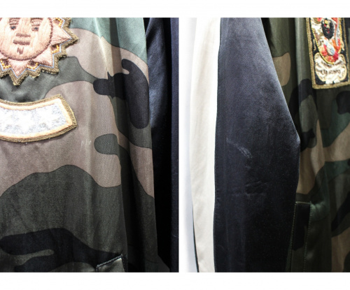 VALENTINO（ヴァレンティノ）VALENTINO (ヴァレンティノ) カモ柄スーベニアジャケット ブラック×グリーン サイズ:46の古着・服飾アイテム