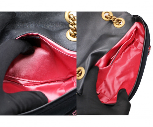 GUCCI（グッチ）GUCCI (グッチ) GGマーモントキルティングスモールショルダーバッグ ブラック サイズ:- GGマーモント 446744 ベルベット 213048の古着・服飾アイテム